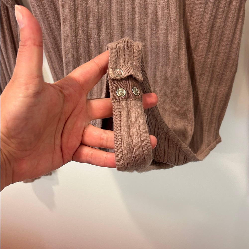Brown Ribbed Long Sleeve Top - Picture 5 of 12